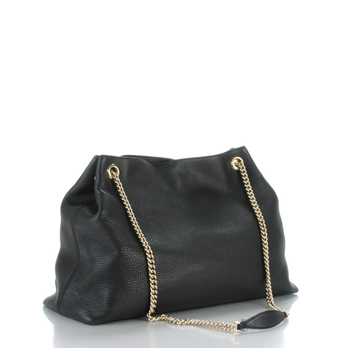 Pebbled Calfskin Large Soho Chain Shoulder Bag Black