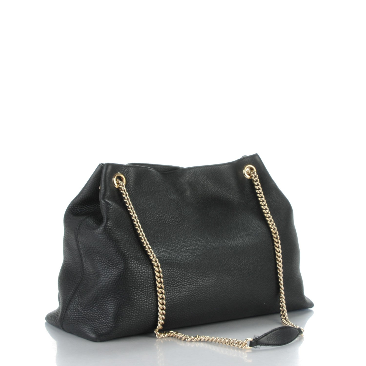 Gucci Pebbled Calfskin Large Soho Chain Shoulder Bag Black 3 of 8