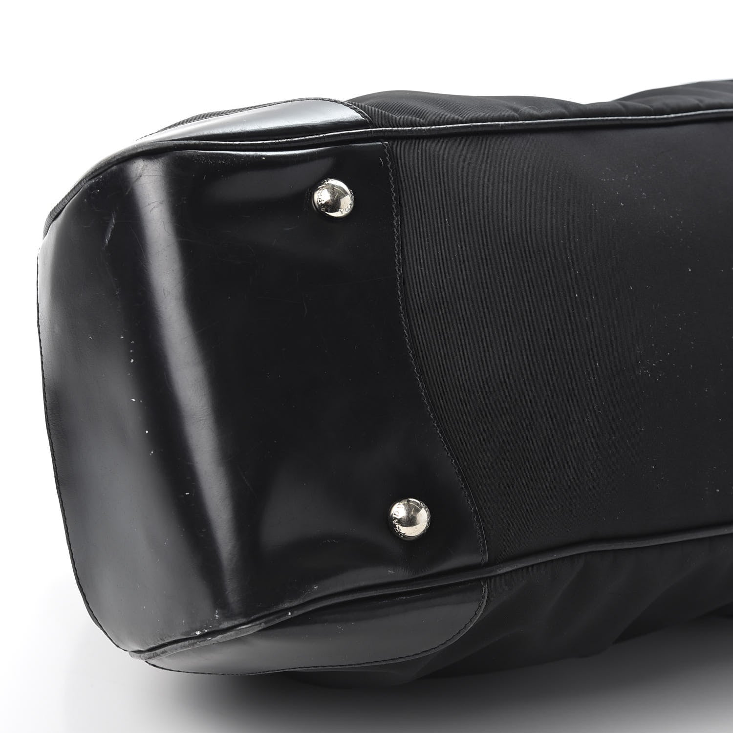 Prada Tessuto Nylon Calfskin Frame Satchel Black 6 of 15