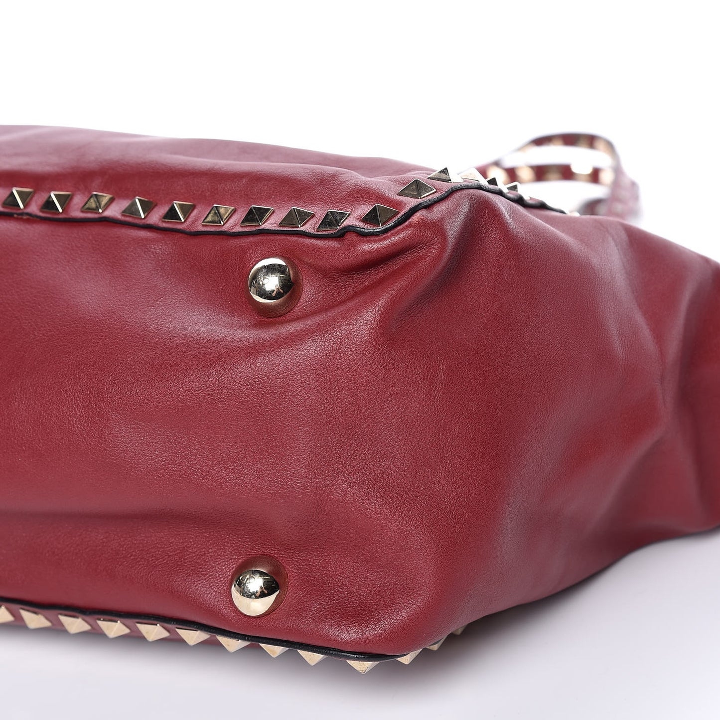 Vitello Medium Rockstud Tote Dark Red