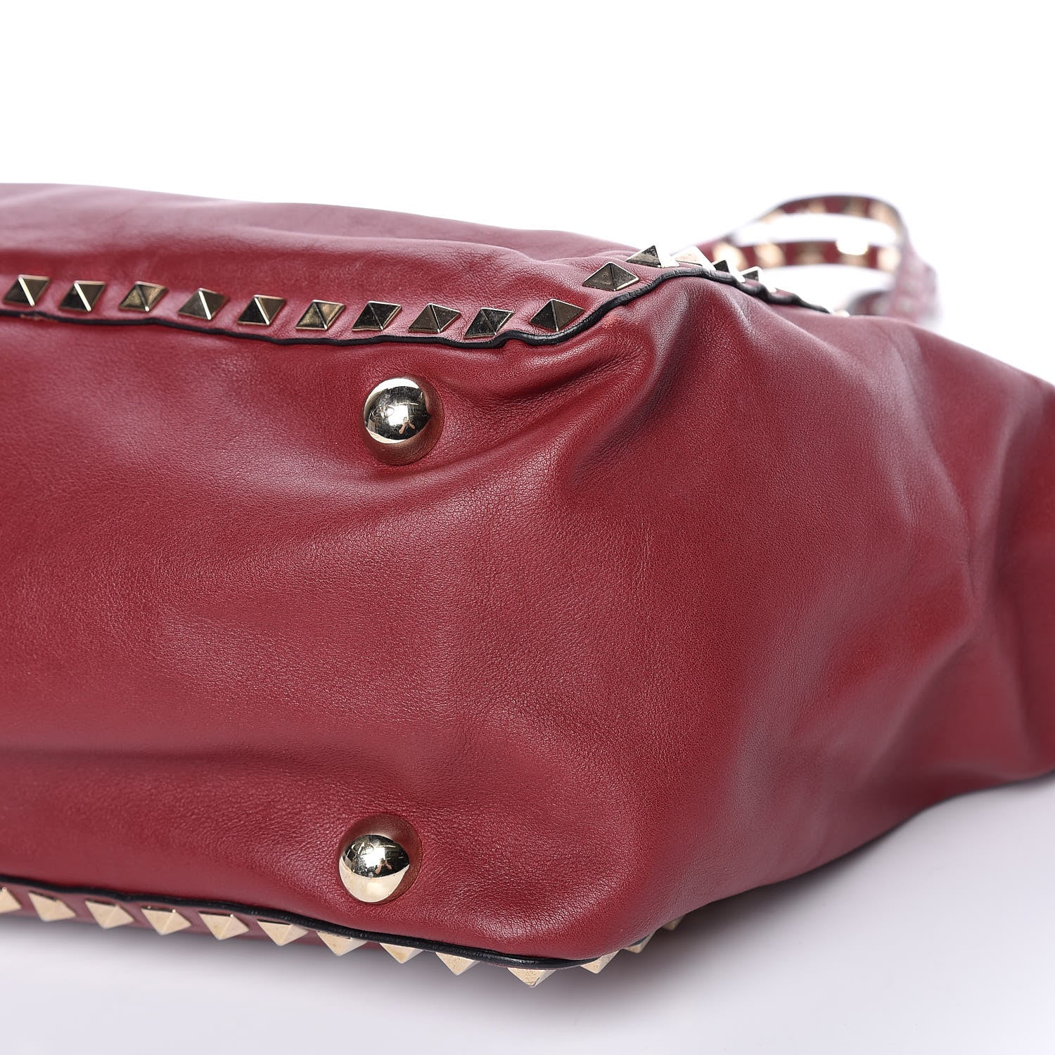 Valentino Garavani Vitello Medium Rockstud Tote Dark Red 6 of 15