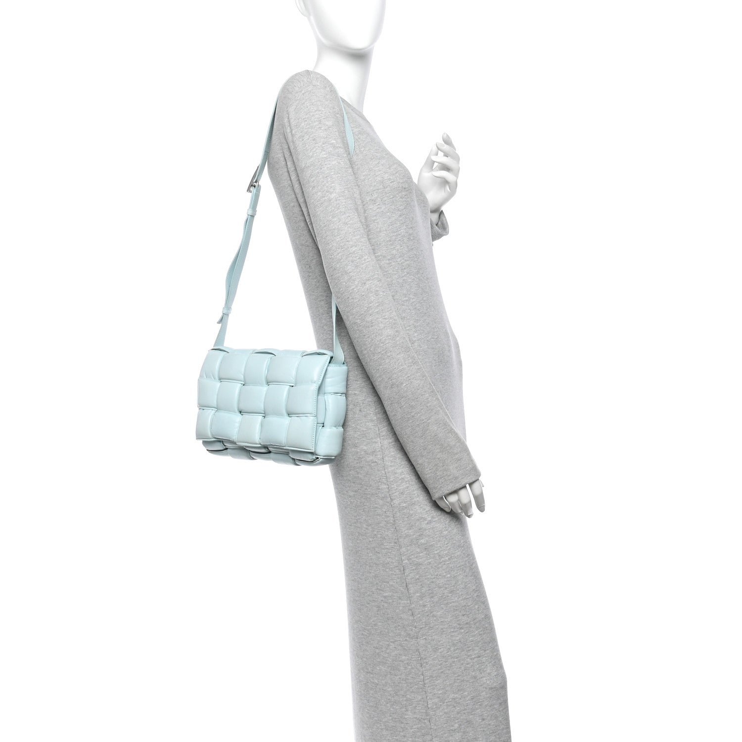 Bottega Veneta Paper Calfskin Maxi Intreccio Padded Cassette Crossbody Bag Ice 2 of 14