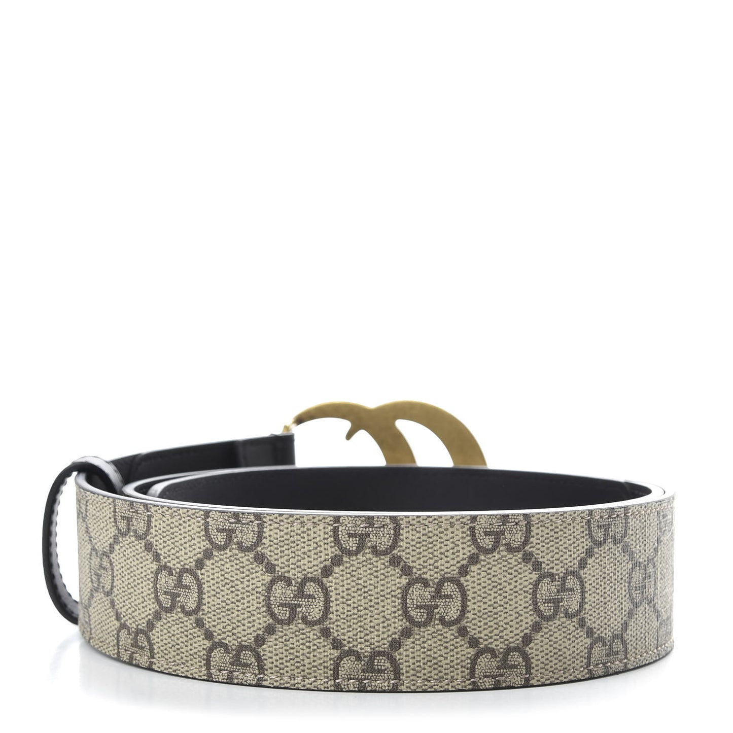 GG Supreme Monogram Matte Plutone Calfskin Double G 40mm Belt 90 36 Beige Ebony Black