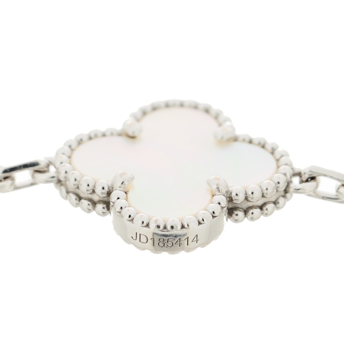 18K White Gold Mother of Pearl 5 Motifs Vintage Alhambra Bracelet