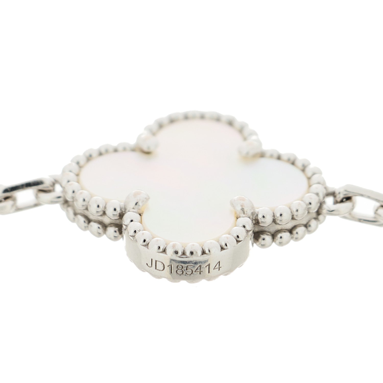 Van Cleef & Arpels 18K White Gold Mother of Pearl 5 Motifs Vintage Alhambra Bracelet 3 of 4