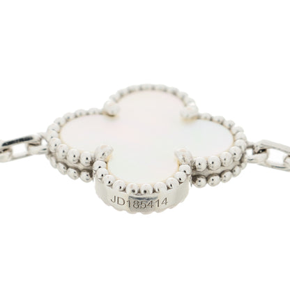 Van Cleef & Arpels 18K White Gold Mother of Pearl 5 Motifs Vintage Alhambra Bracelet 3 of 4