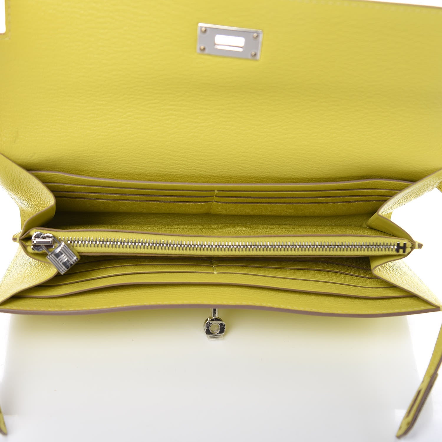Hermes Chevre Mysore Kelly Longue Wallet Lime 5 of 16