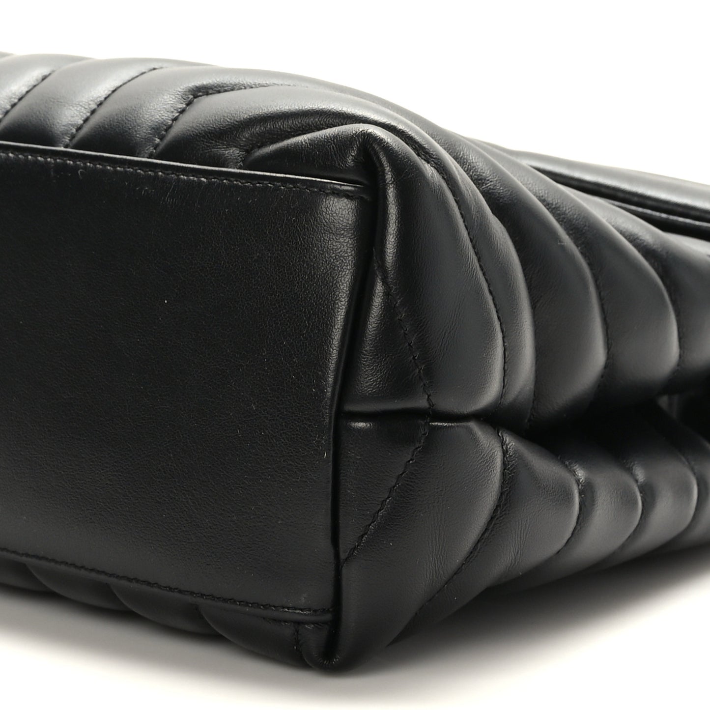 Calfskin Y Quilted Monogram Monochrome Medium Loulou Chain Satchel Black