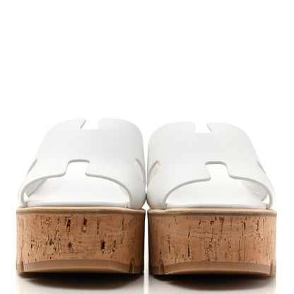 Hermes Calfskin Cork Eze 30 Sandals 39 White 2 of 9