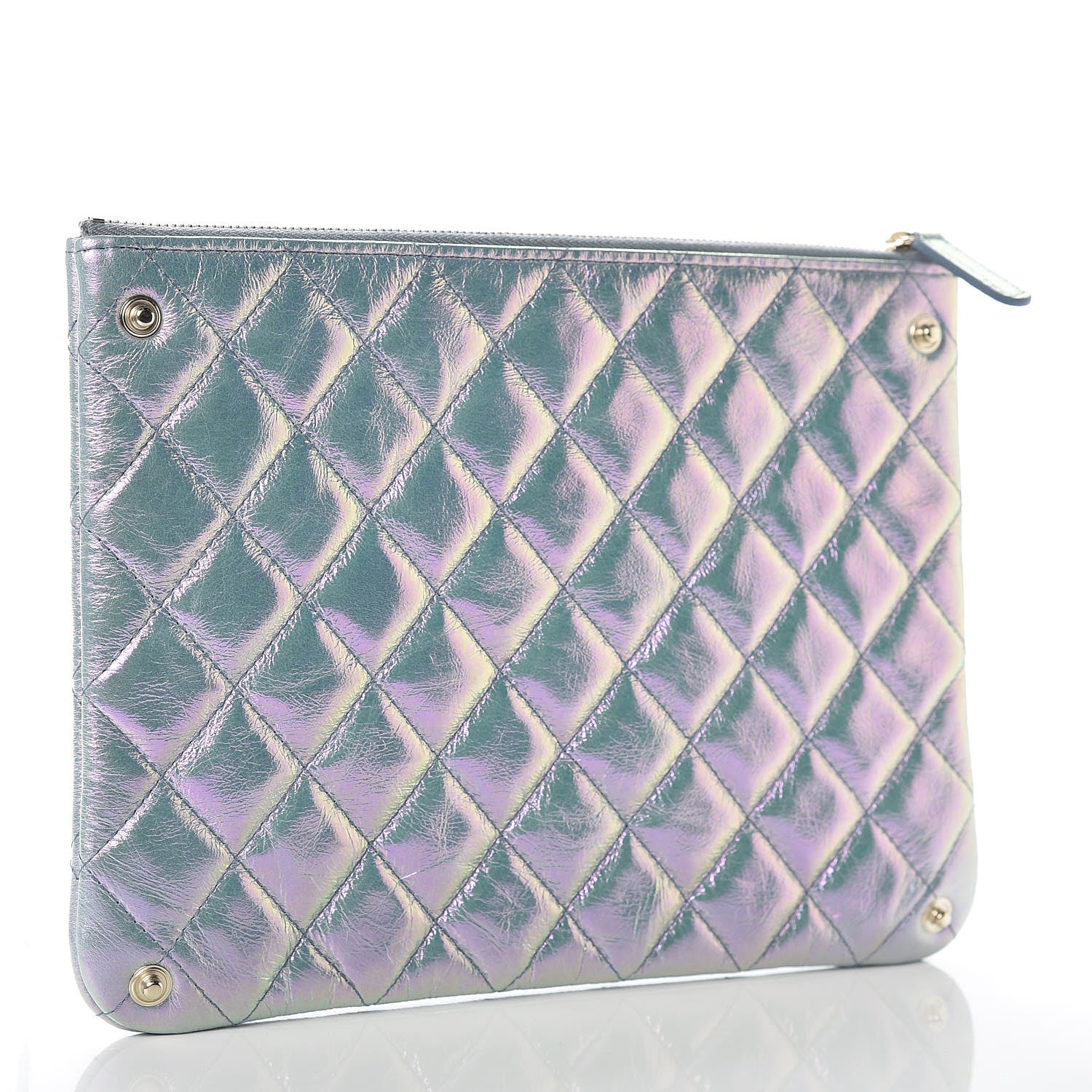 Chanel Iridescent Crumpled Lambskin Double Cosmetic Case Light Blue 5 of 15