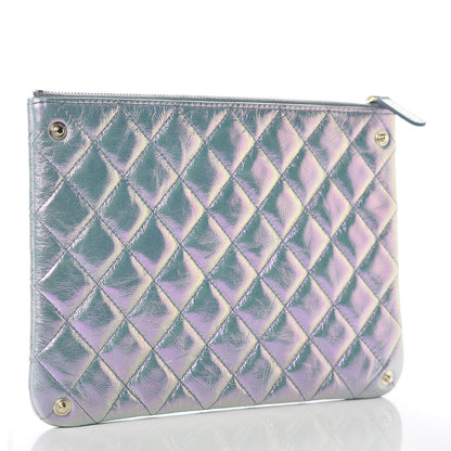 Chanel Iridescent Crumpled Lambskin Double Cosmetic Case Light Blue 5 of 15
