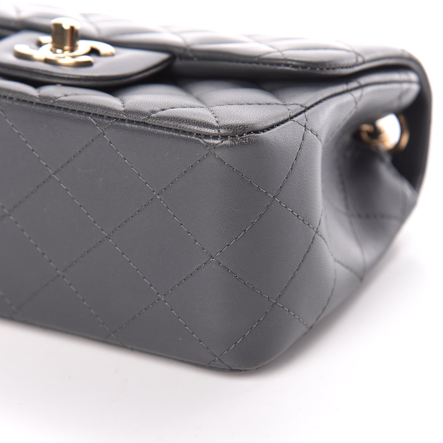 Chanel Lambskin Quilted Mini Square Flap Dark Grey 12 of 18