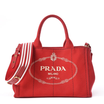 Prada Canapa Small Logo Tote Rosso Talco 1 of 9