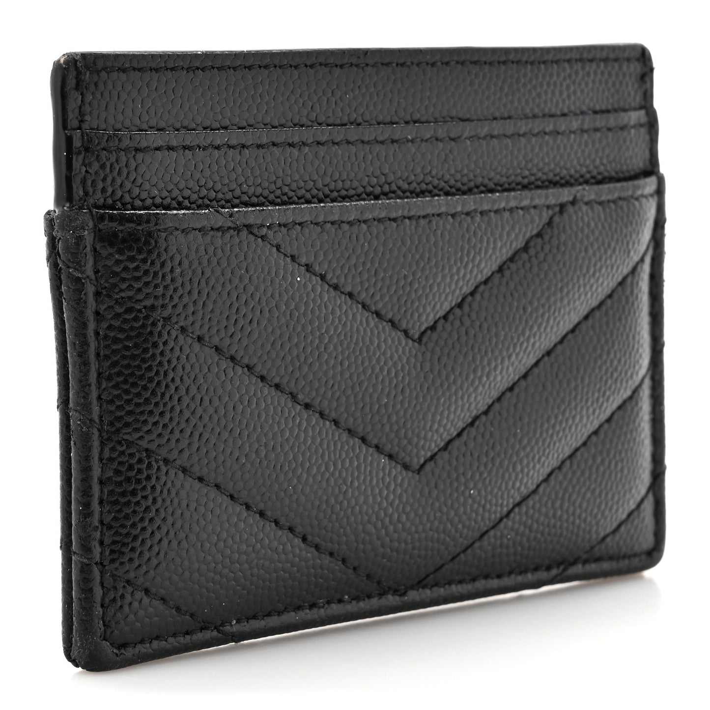 Grain De Poudre Matelasse Chevron Monogram Credit Card Case Black