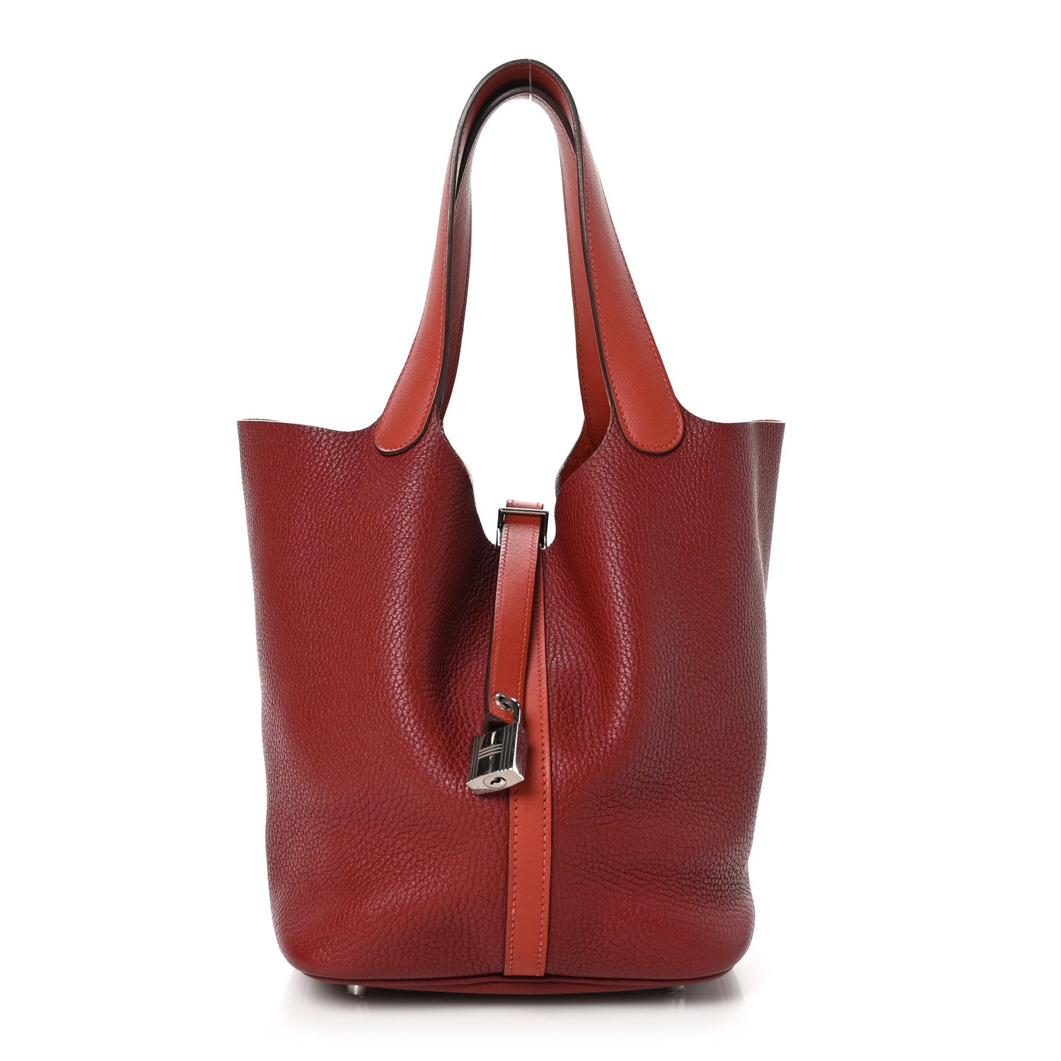 Hermes Taurillon Clemence Swift Picotin Lock 22 MM Rouge H Brique 1 of 12