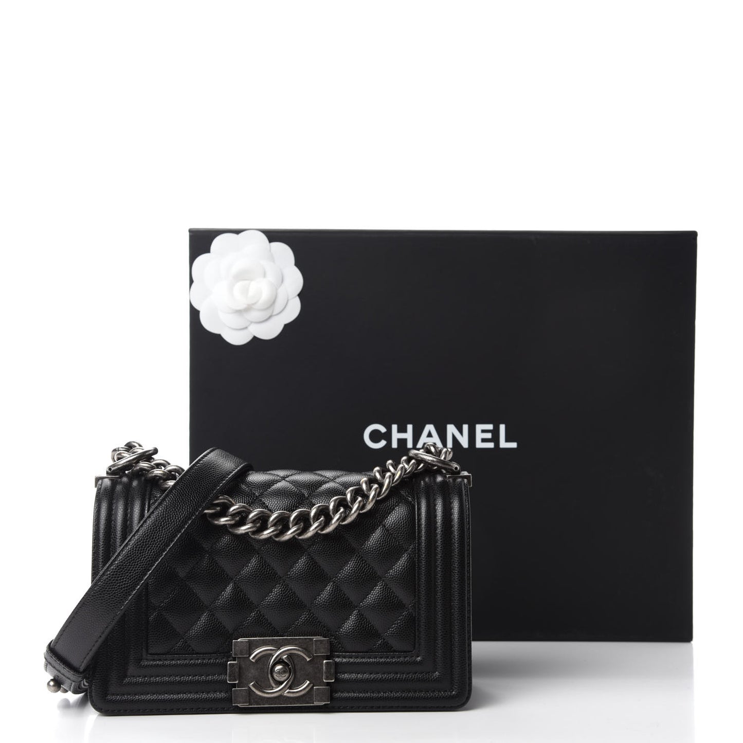 Caviar Quilted Small Boy Flap Black