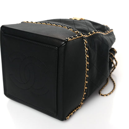 Chanel Calfskin Quilted Chain Bucket Bag Black 9 of 9