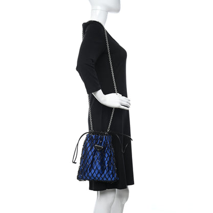 Prada Satin Net Chain Bag Blue Black 2 of 9