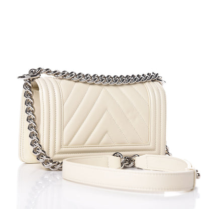 Chanel Calfskin Chevron Quilted Small Boy Flap White 3 of 9