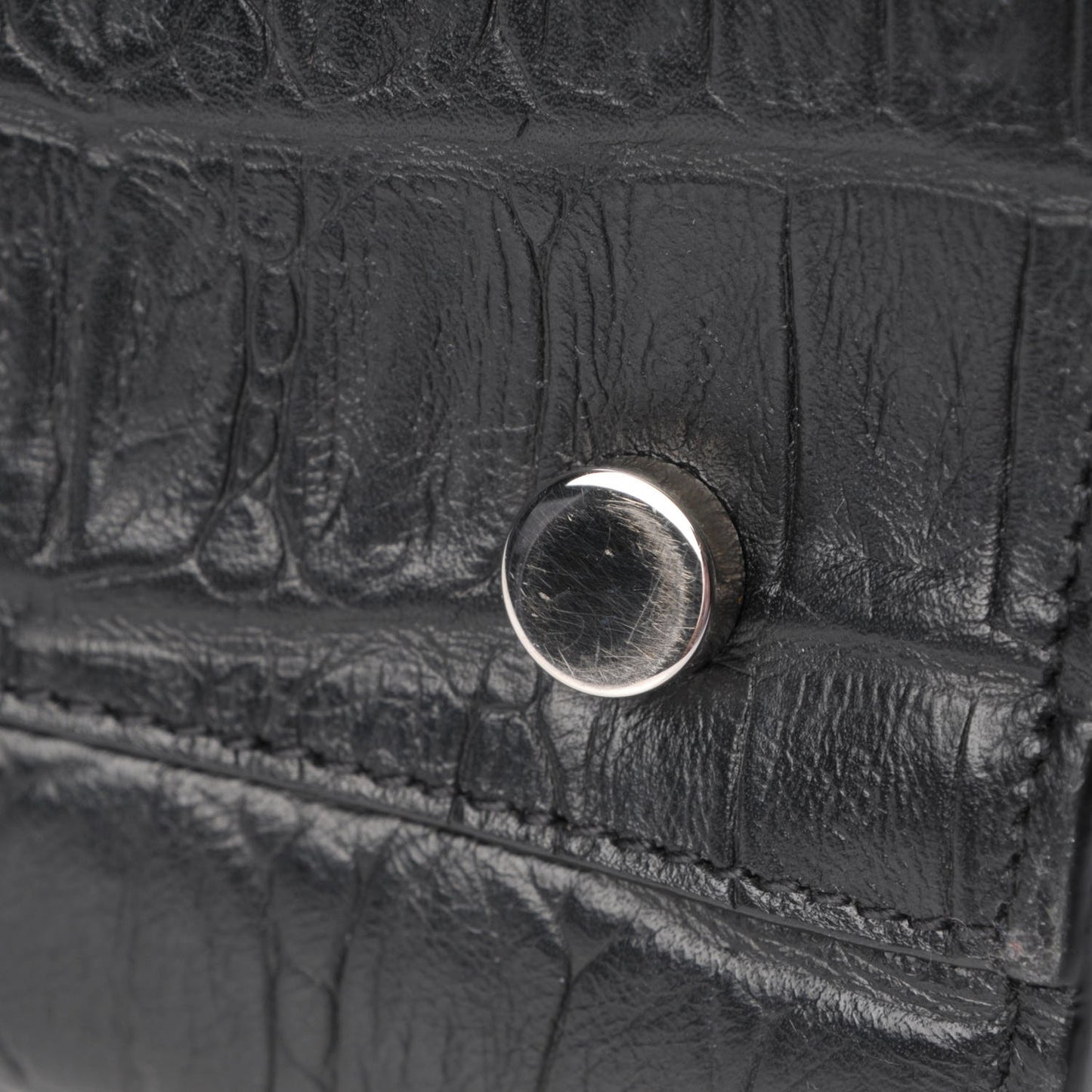 Calfskin Crocodile Embossed Small Sac de Jour Black