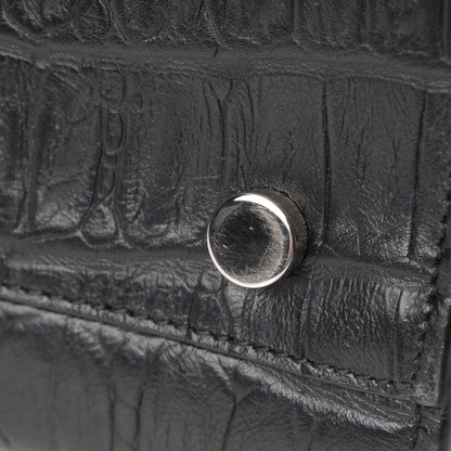 Saint Laurent Calfskin Crocodile Embossed Small Sac de Jour Black 8 of 12