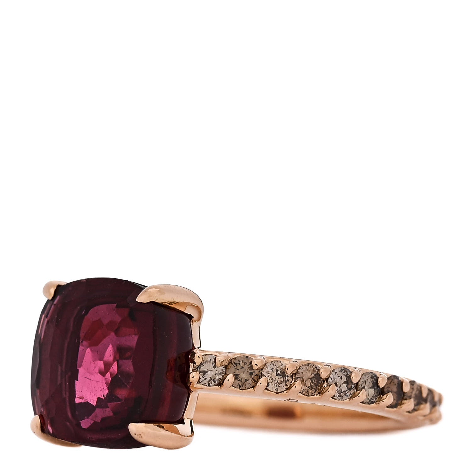 Pomellato 18K Rose Gold Diamond Rhodolite Garnet Classic Nudo Ring 53 6.25 3 of 6