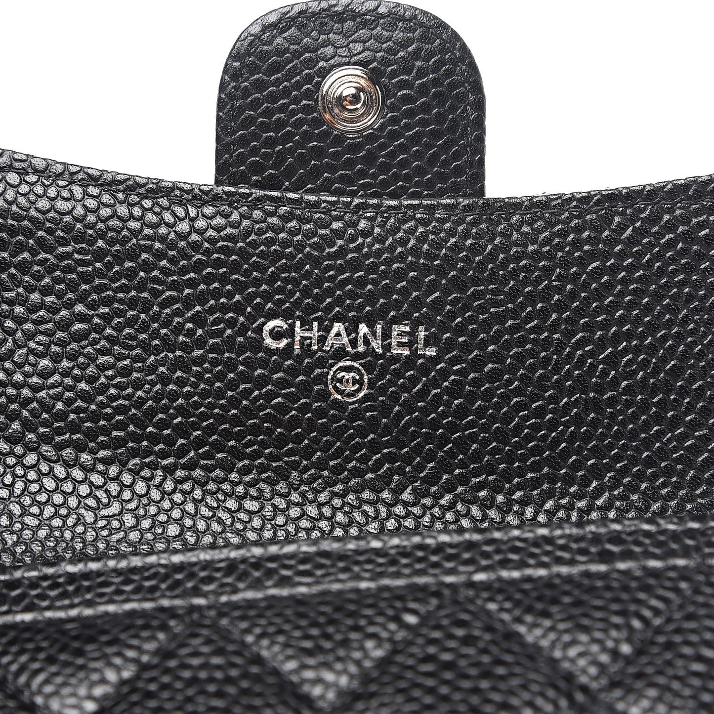 Caviar Quilted Flap Card Holder Black
