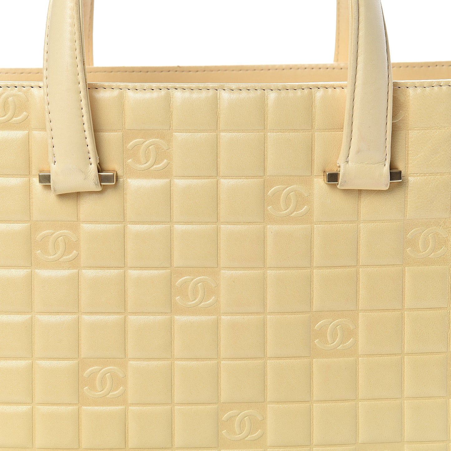 Lambskin Quilted Chocolate Bar Tote Beige