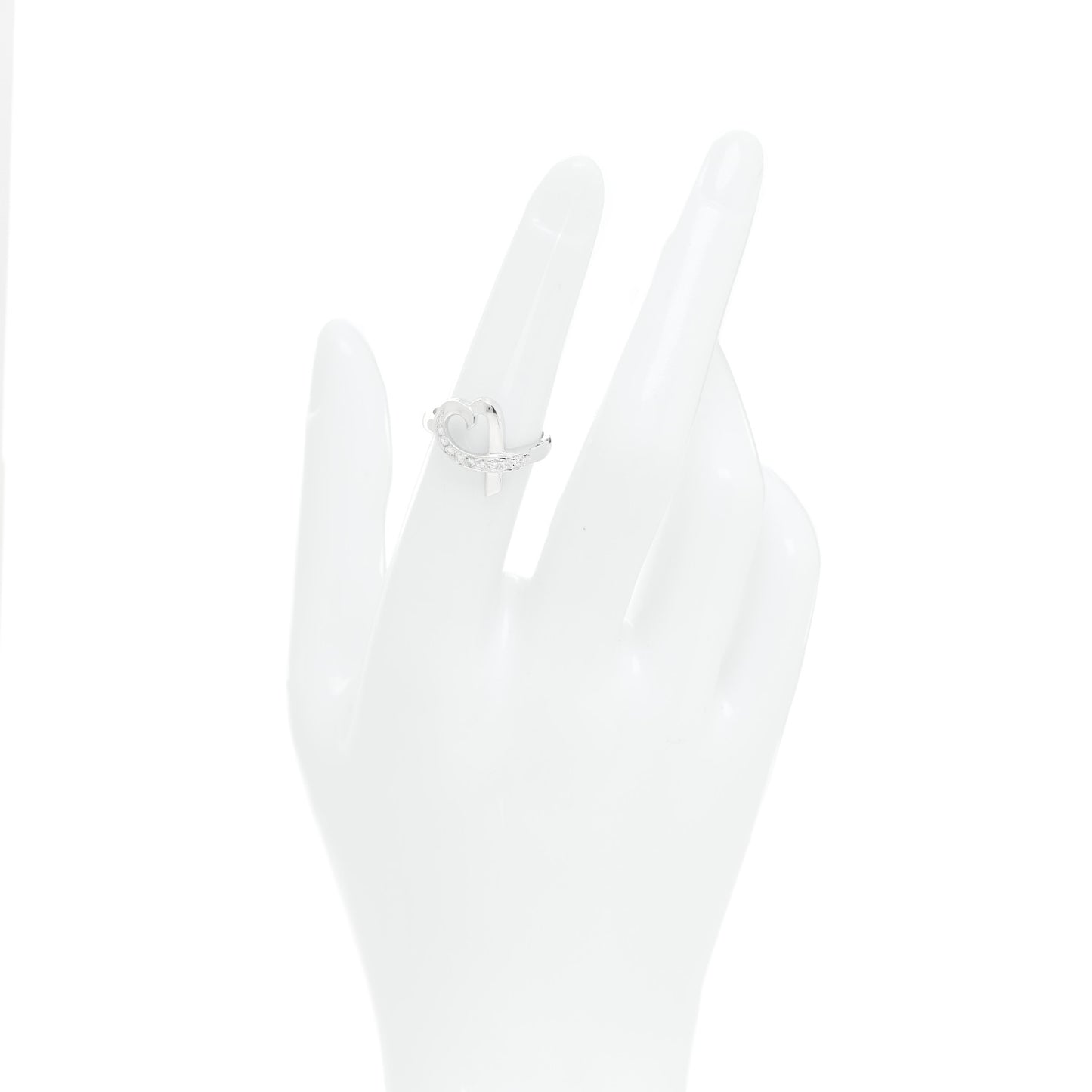 18K White Gold Diamond Paloma Picasso Loving Heart Ring 50 5.5