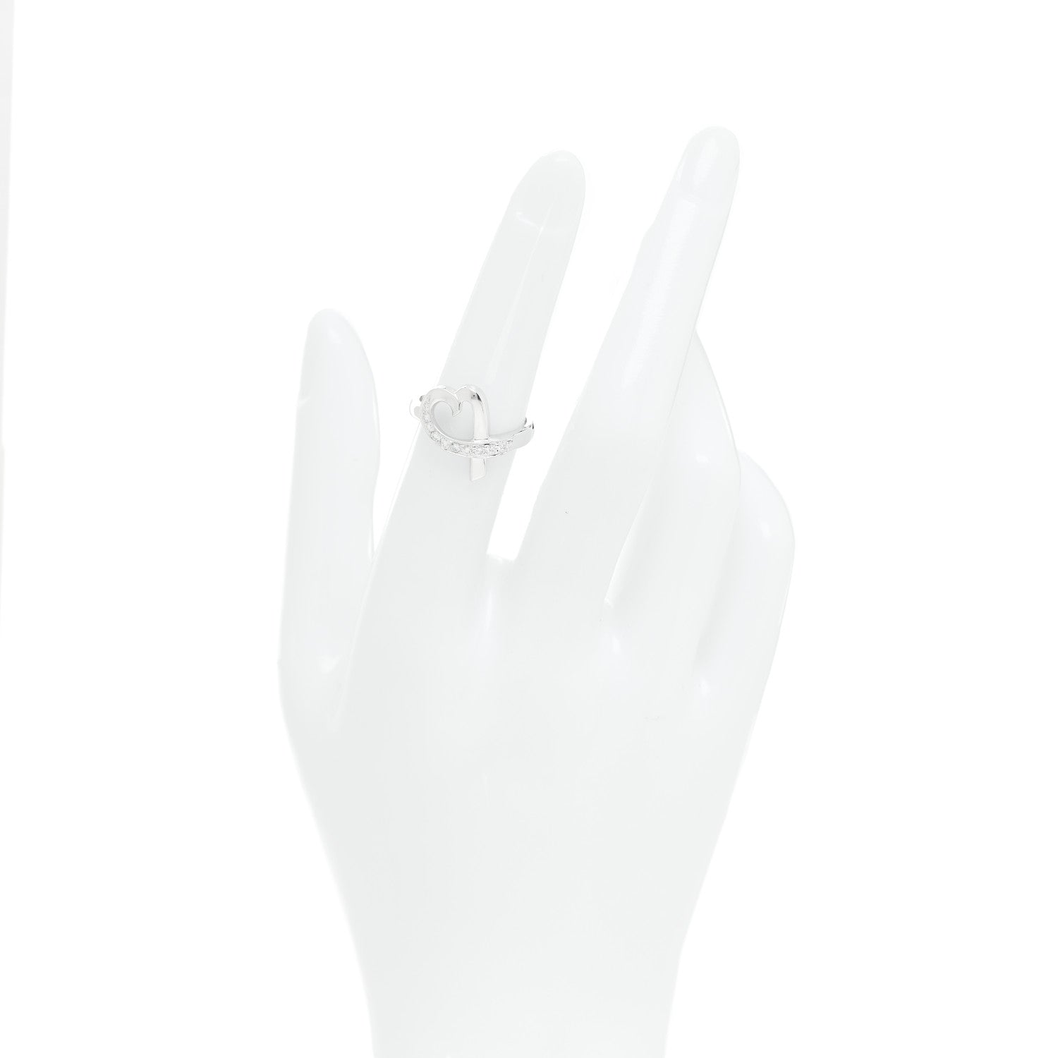 Tiffany 18K White Gold Diamond Paloma Picasso Loving Heart Ring 50 5.5 2 of 5