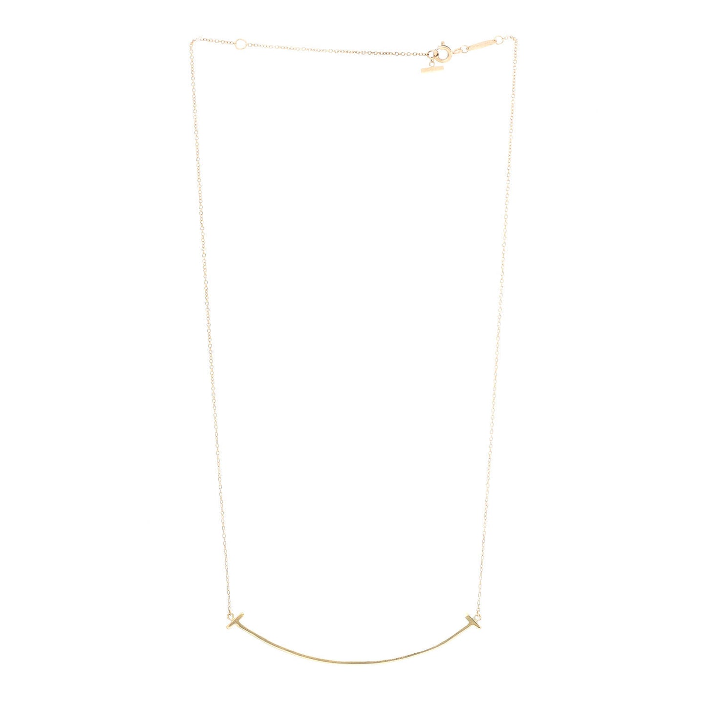 18K Yellow Gold Large T Smile Pendant Necklace