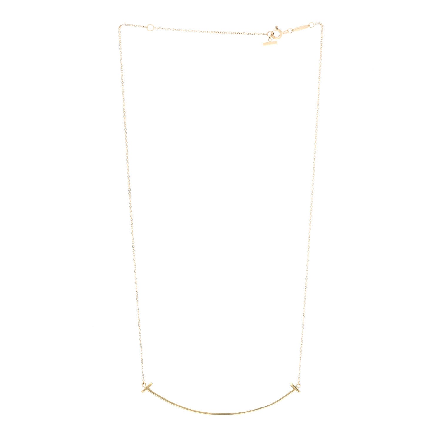 Tiffany 18K Yellow Gold Large T Smile Pendant Necklace 3 of 6