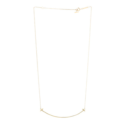 Tiffany 18K Yellow Gold Large T Smile Pendant Necklace 3 of 6