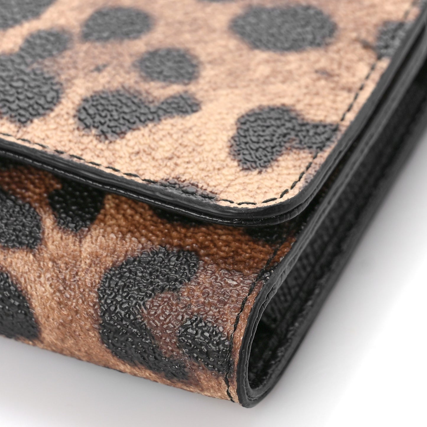 Dauphine Leopard Print Mini Miss Sicily Chain Phone Case Wallet Brown Black