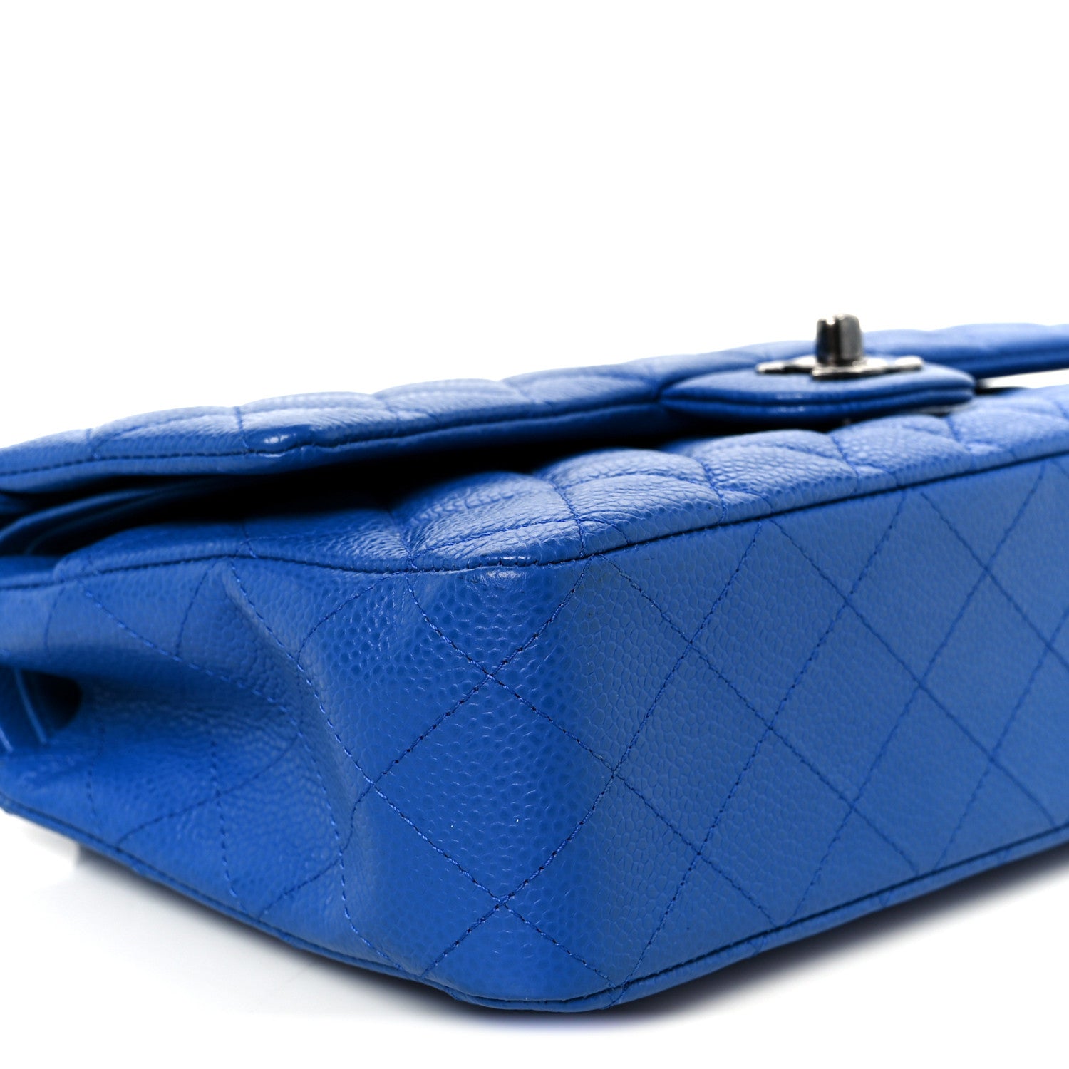 Chanel Caviar Quilted Medium Double Flap Blue 10 of 11