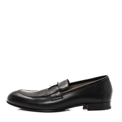 Hermes Goatskin Mens Paris Loafers 41.5 Black 1 of 10