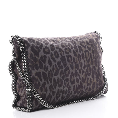 Stella McCartney Shaggy Deer Leopard Print Falabella Fold Over Tote Grey 2 of 11