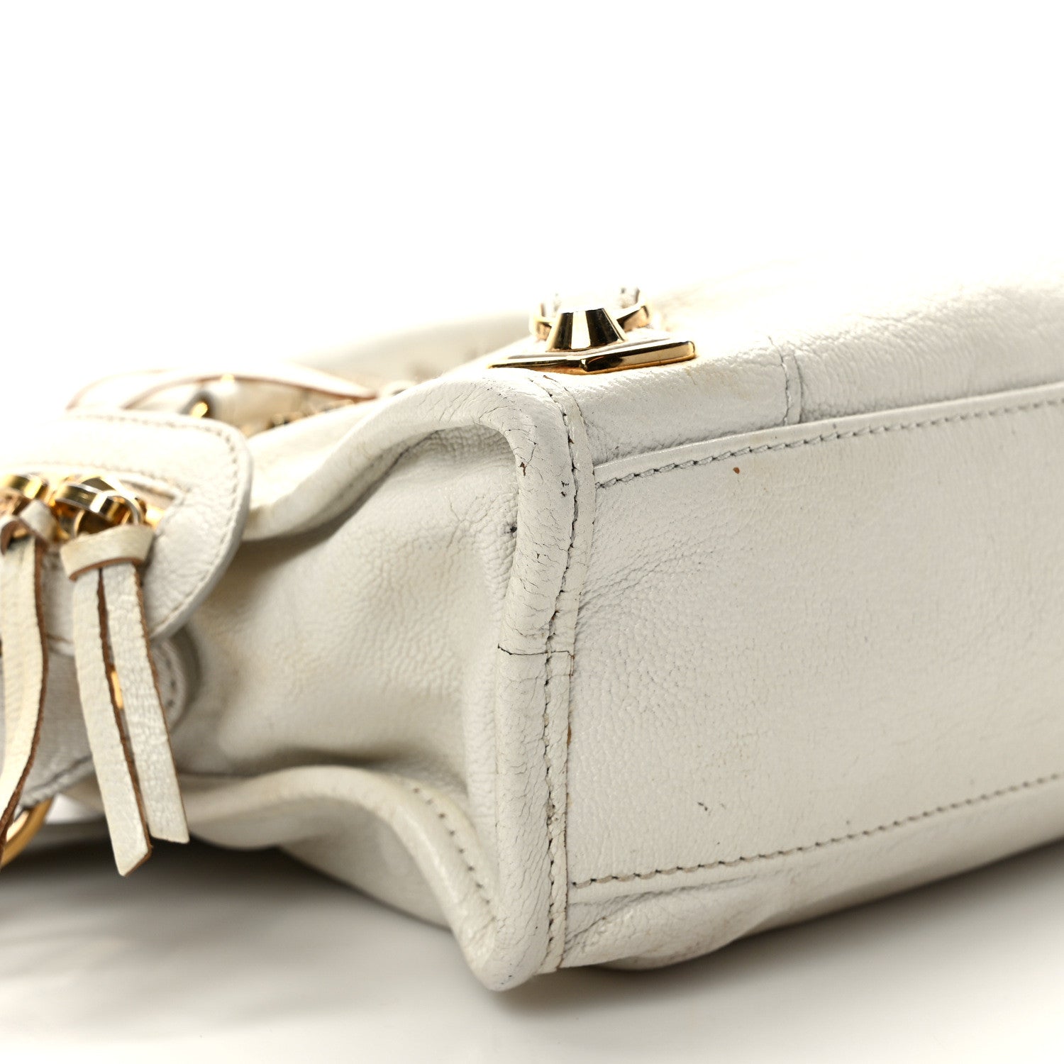Balenciaga Chevre Gold Metallic Edge Hardware Mini City White 8 of 11