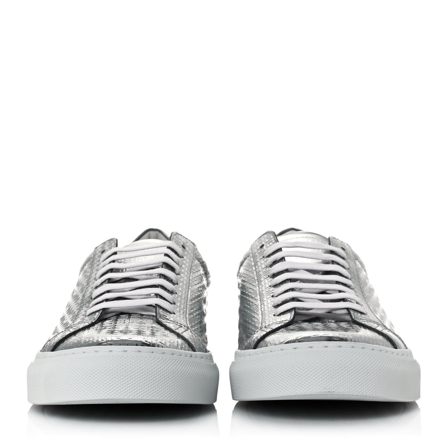 Calfskin Metallic Monogram Urban Street Sneakers 45 Silver