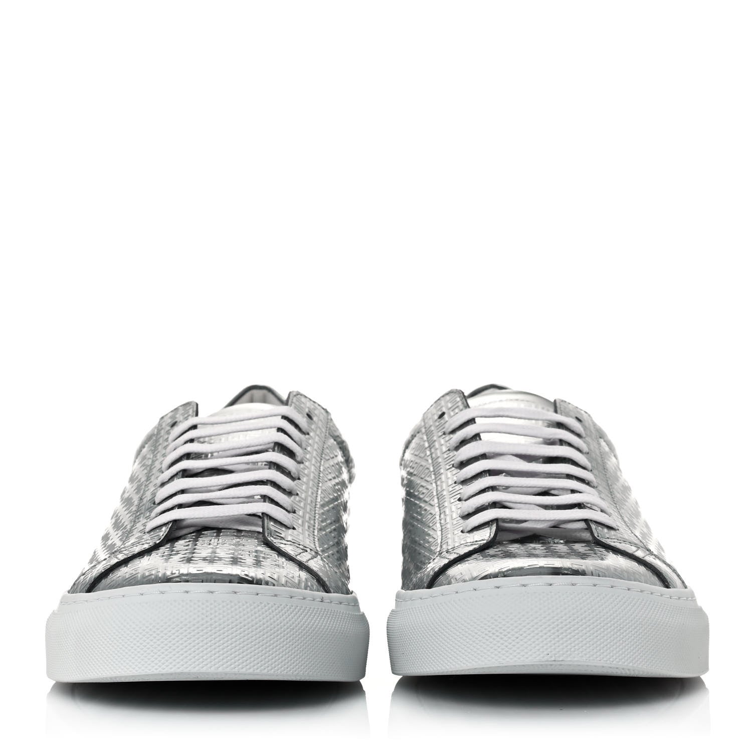 Givenchy Calfskin Metallic Monogram Urban Street Sneakers 45 Silver 2 of 9