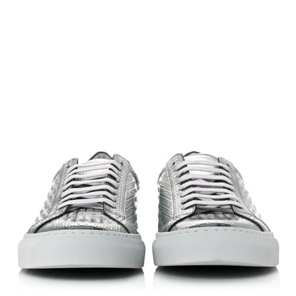 Givenchy Calfskin Metallic Monogram Urban Street Sneakers 45 Silver 2 of 9