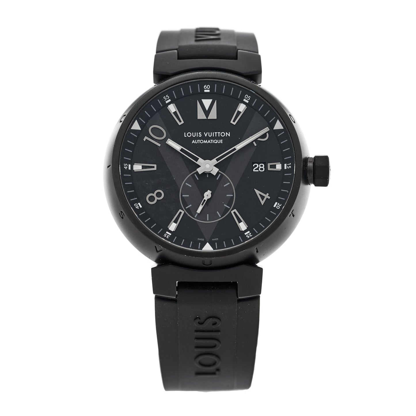 Stainless Steel Rubber 42mm Tambour Automatic Watch Black