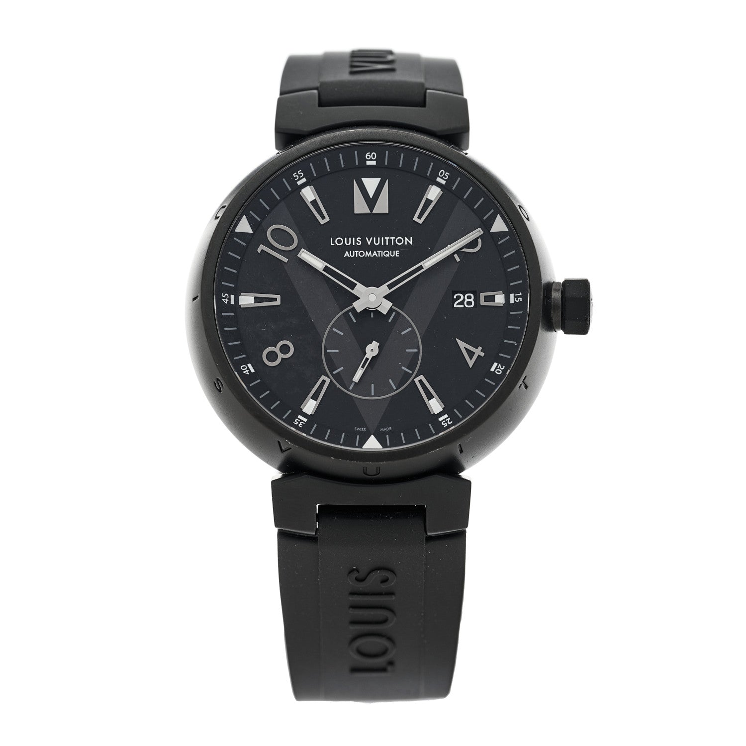 Louis Vuitton Stainless Steel Rubber 42mm Tambour Automatic Watch Black 1 of 4