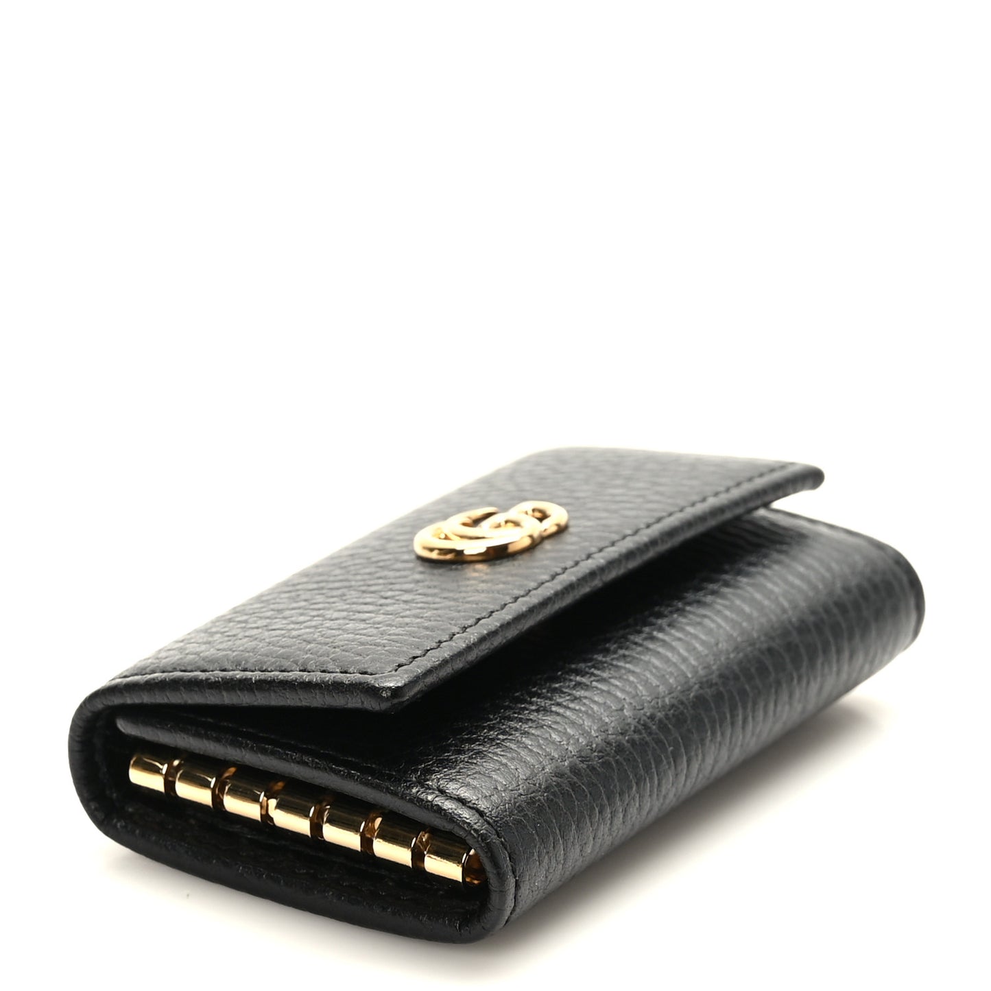 Pebbled Calfskin GG Marmont 6 Key Holder Black