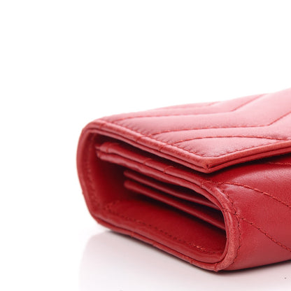 Gucci Calfskin Matelasse GG Marmont Continental Wallet Hibiscus Red 10 of 12