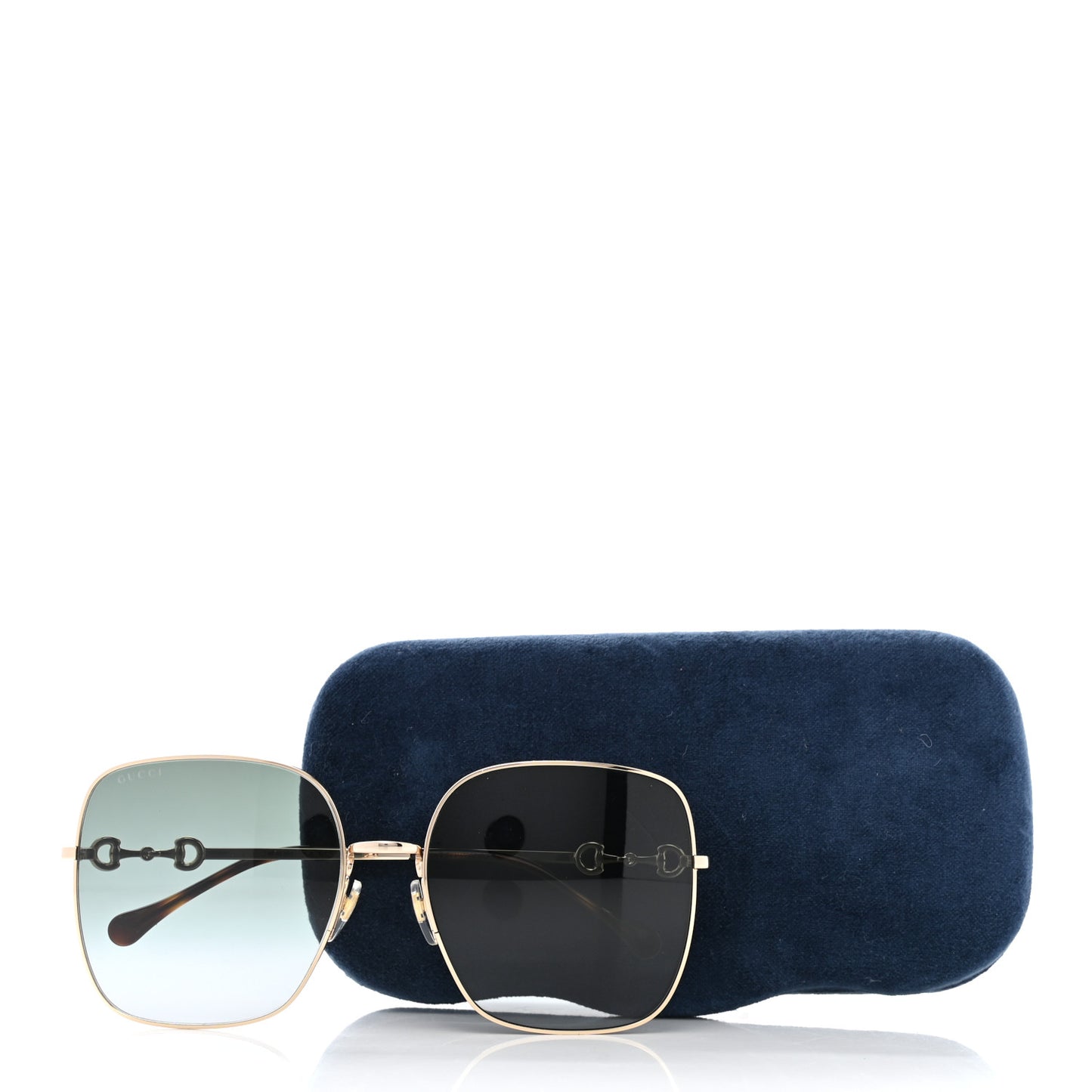 Metal Horsebit Square Frame Sunglasses GG0879S Gold