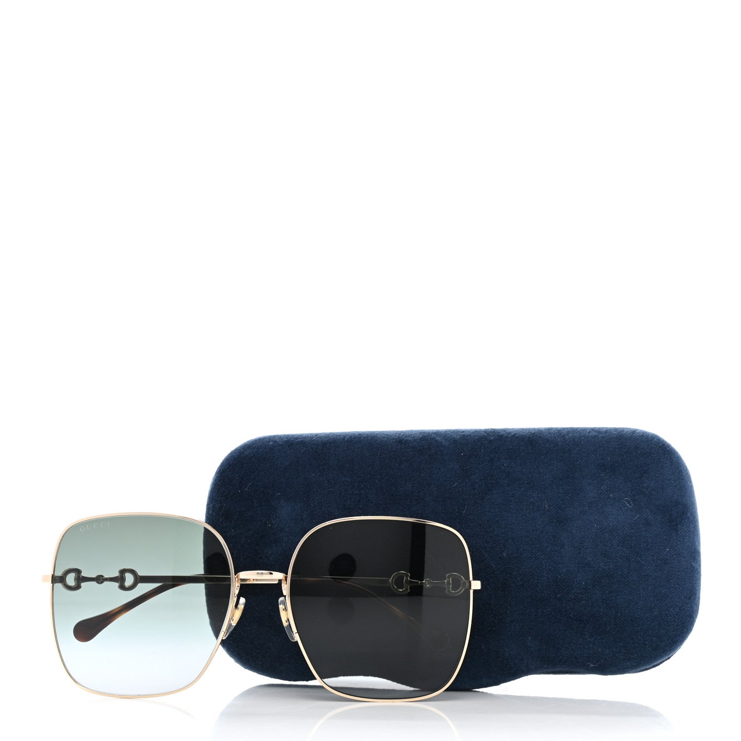 Gucci Metal Horsebit Square Frame Sunglasses GG0879S Gold 8 of 8
