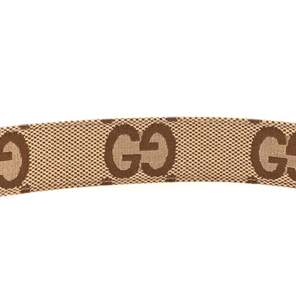 Gucci Monogram Jumbo GG Textured Dollar Calfskin Double G 40mm Belt 95 38 Camel Ebony 4 of 5