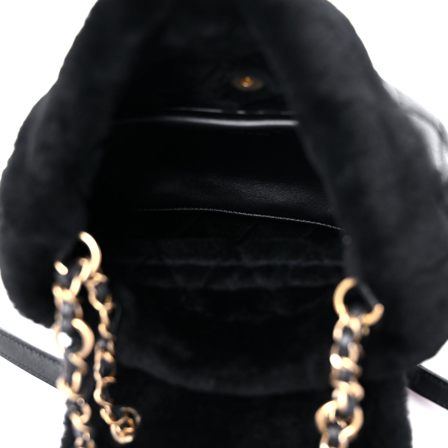 Lambskin Shearling Quilted CC Backpack Black