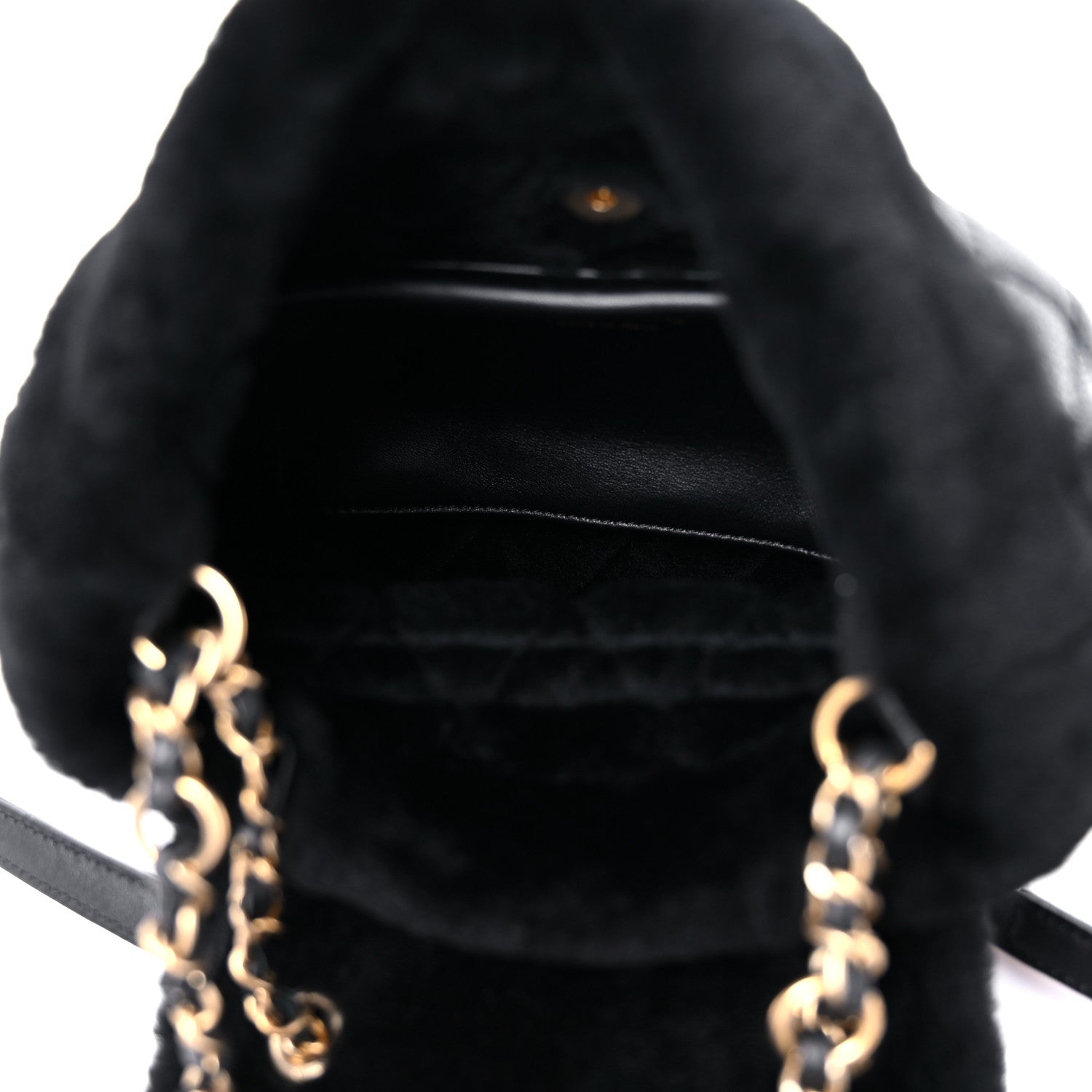 Chanel Lambskin Shearling Quilted CC Backpack Black 5 of 10